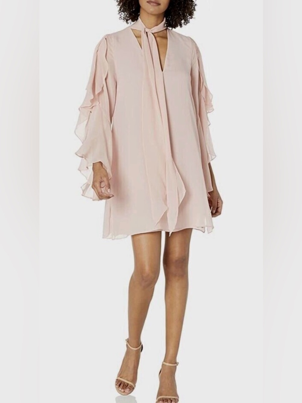 BCBGMaxAzria Soft blush Dress with Structured Tote, M